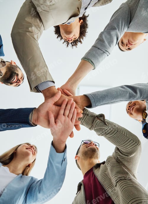 Preview: young business people meeting office portrait diversity teamwork group connection success holding