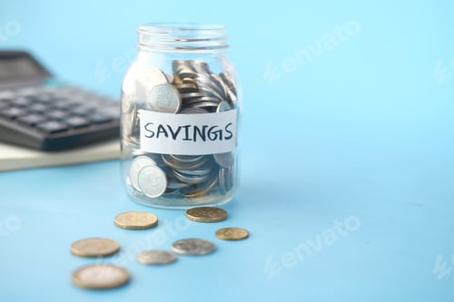 Preview: Savings Jar with Coins for Financial Goals