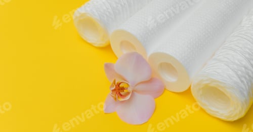Preview: cartridges for water purification on a yellow background. Concept of clean water at home