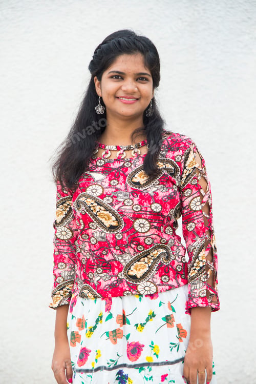 Preview: Portrait of beautiful indian smiling girl.