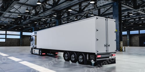 Preview: 3D white truck with blank body in spacious garage