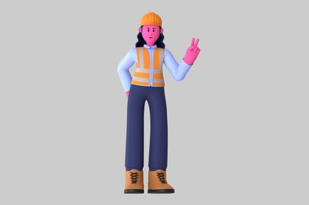 Preview: Stylized Construction Worker with Hard Hat and Safety Vest