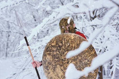 Preview: Spartan man took cover under snowy branches