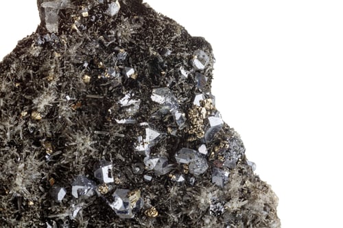 Preview: macro stone mineral Quartz Sphalerite Galena pyrite on a white background