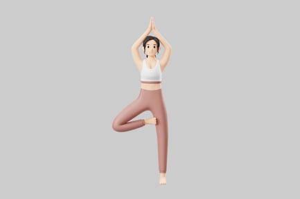 Preview: Tree pose yoga cartoon character