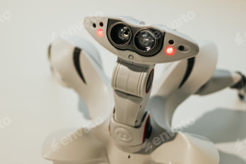 Preview: Futuristic interactive robot toy at exhibition of modern technologies. Smart technology, future. N