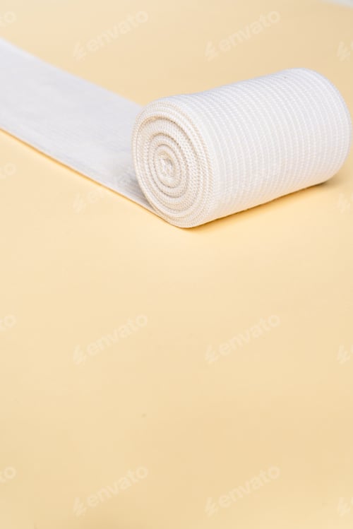 Preview: The close-up shot of the unfolded bandage in a studio