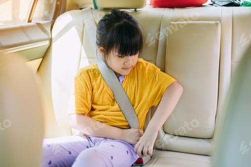 Preview: Child Buckling Seatbelt in Car Safety Concept