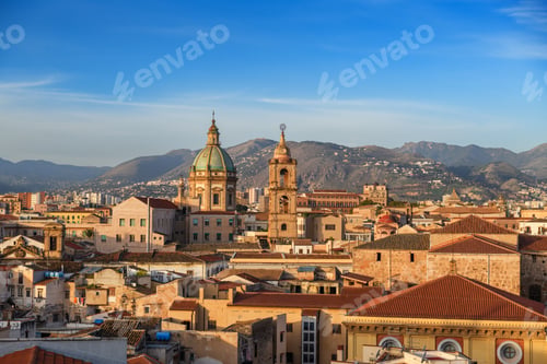 Preview: Palermo, Sicily Town Skyline with Landmark Towers
