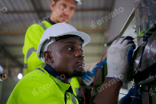 Preview: Engineer work at robotic arm factory.