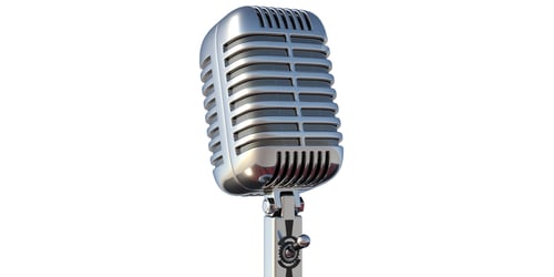 Preview: Microphone vintage on stand isolated on white background. 3d illustration