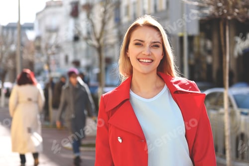 Preview: Happy Girl Standing On Street