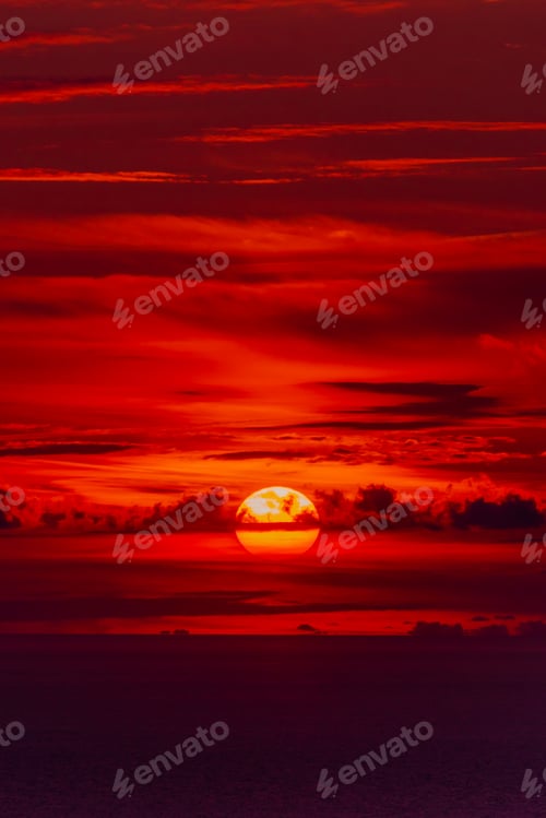 Preview: Fiery orange sunset sky. Beautiful sky.