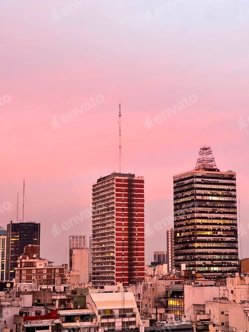 Preview: Aerial view of Buenos Aires at sunset, Argentina