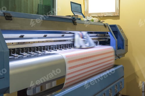 Preview: Large format inkjet printer working on sticker sheets