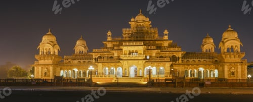 Preview: Albert Hall Museum located in Jaipur, India during nighttime