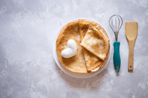 Preview: Valentine's day pancake breakfast. Breakfast for lovers. A festive snack for Valentine's Day.