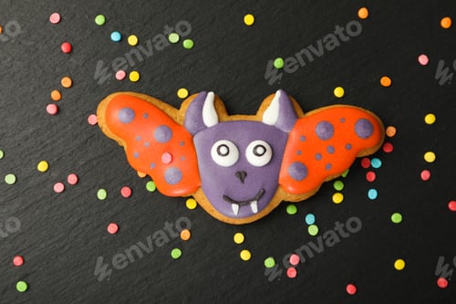 Preview: Concept of Halloween sweets, funny sweets, top view