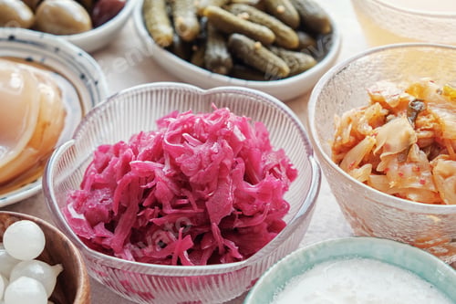 Preview: variety of fermented probiotic foods for gut health