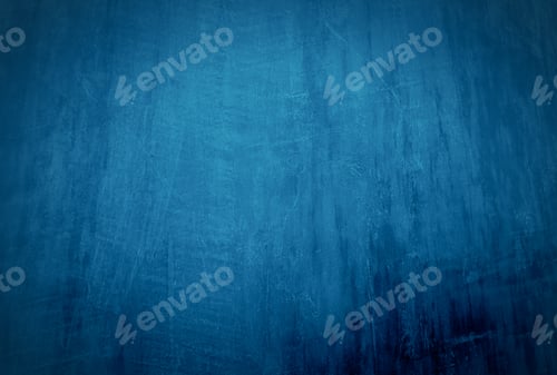 Preview: Vintage grunge blue concrete texture studio wall background with vignette.