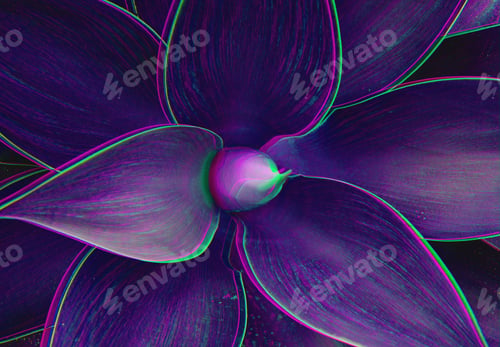 Preview: Abstract neon green floral pattern agave plant leaves. Trendy background with glitch and neon effect