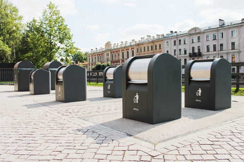 Preview: Eco recycling of trash and garbage, modern trash cans