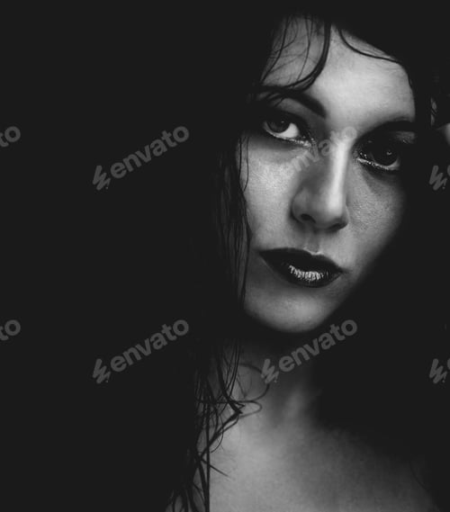 Preview: Having a gloomy day. Monochrome beauty portrait of a beautiful young woman.