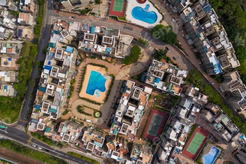 Preview: Tai Po, Hong Kong 17 May 2020: Top view of village in Hong Kong
