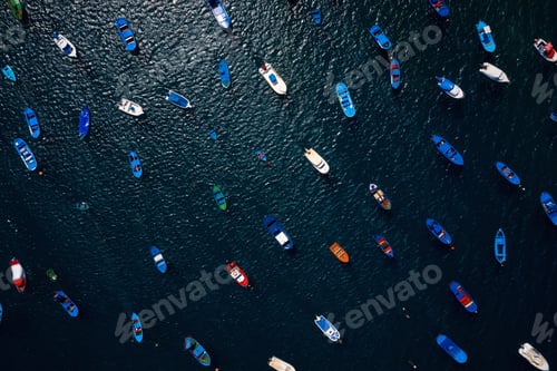 Preview: Aerial view of anchored boats off the coast. Las Teresitas, Tenerife, Canaries, Spain