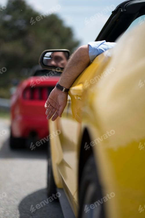 Preview: Crop man sitting in luxury car