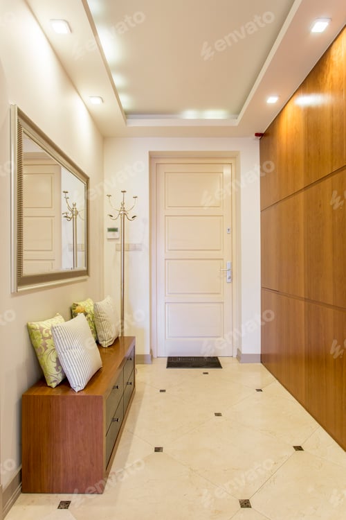 Preview: Elegant hall with a wooden storage