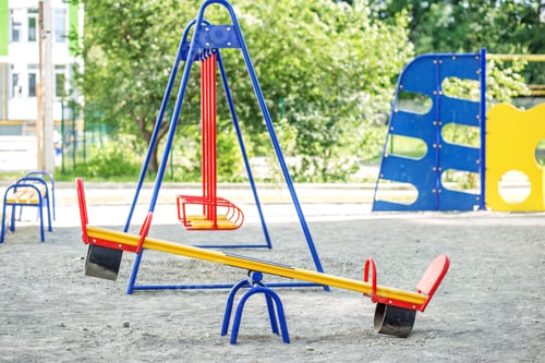 Preview: Children's playground in the school. The concept of childhood, parenting, games.