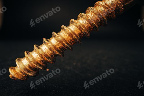 Preview: Iron screw bolts on black background close up
