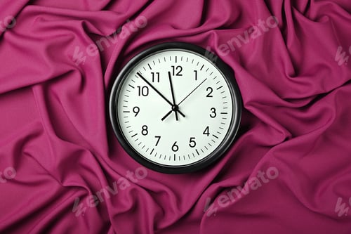Preview: White clock over pink textile folded pleats