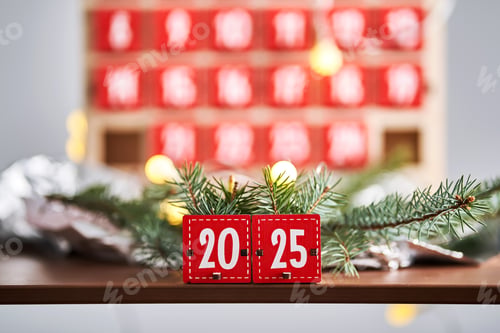 Preview: Two boxes from an Advent calendar that make up the number 2025.