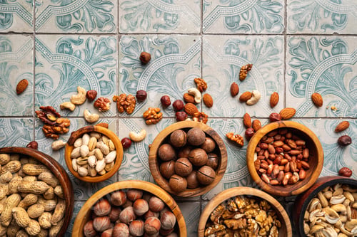 Preview: Assortment of nuts in bowls