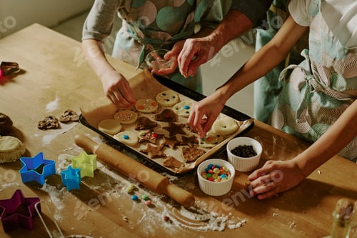 Preview: Children Decorating Holiday Cookies in Modern Kitchen