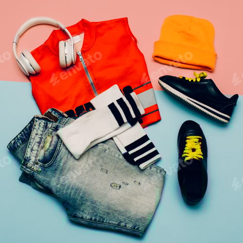 Preview: Stylish Urban set. Jeans. Knee socks. Bright Sports Summer Outfi