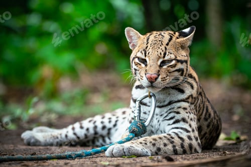 Preview: Ocelot with attentive ears, eagerly awaiting news about a new volunteer