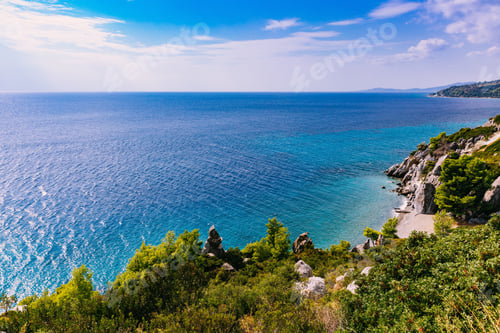 Preview: beautiful landscape of turquoise sea and rocky coast in Greece