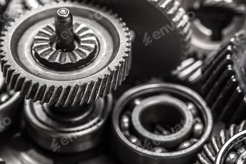 Preview: Gear metal wheels, isolated on white background