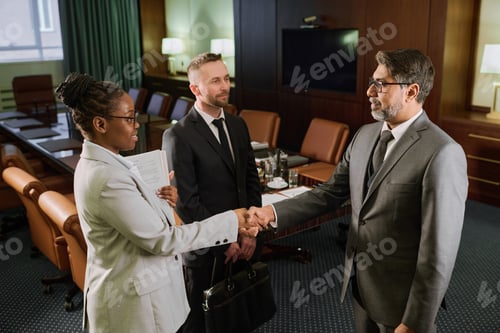 Preview: Two confident colleagues shaking hands