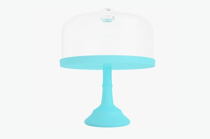 Preview: Aqua Cake Stand with Clear Dome