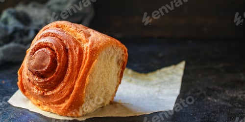 Preview: Bun Roll Cinnamon, Home Baked Goods Menu Concept Healthy Eating. Food Background Top View Copy