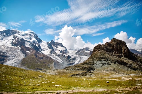 Preview: Landscape of snowy mountains, swiss Alps