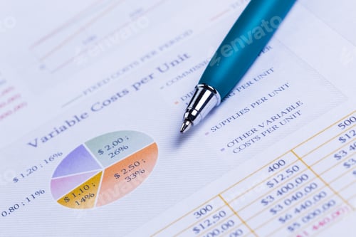 Preview: Business performance graph with ballpoint pen