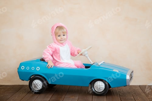 Preview: Funny kid wearing Easter bunny
