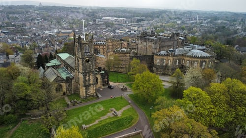 Preview: Aerial shot of the historic Lancaster Castle situated in the United Kingdom