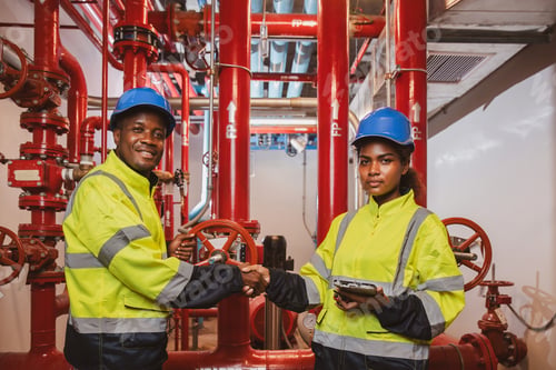 Preview: Engineer or technician work checking Fire suppression system and fire equipment