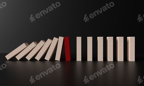 Preview: cube wooden square domino red color different symbol decoration ornament risk management game busine